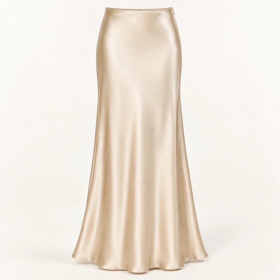 Moonlit Satin Maxi Skirt in Champagne