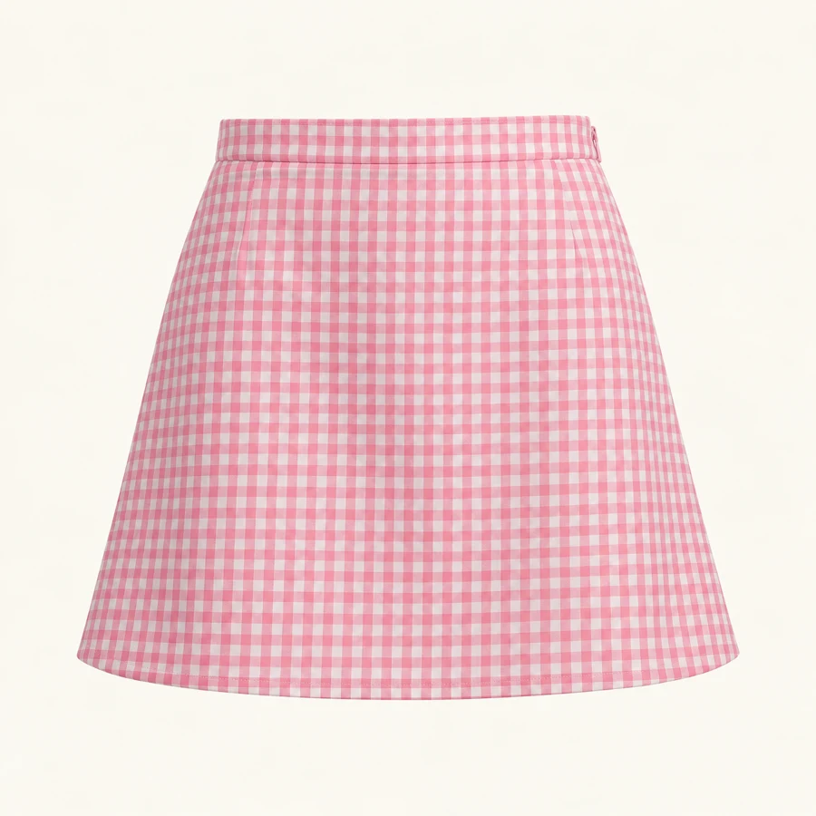 Picnic Gingham Mini Skirt in Pink Gingham