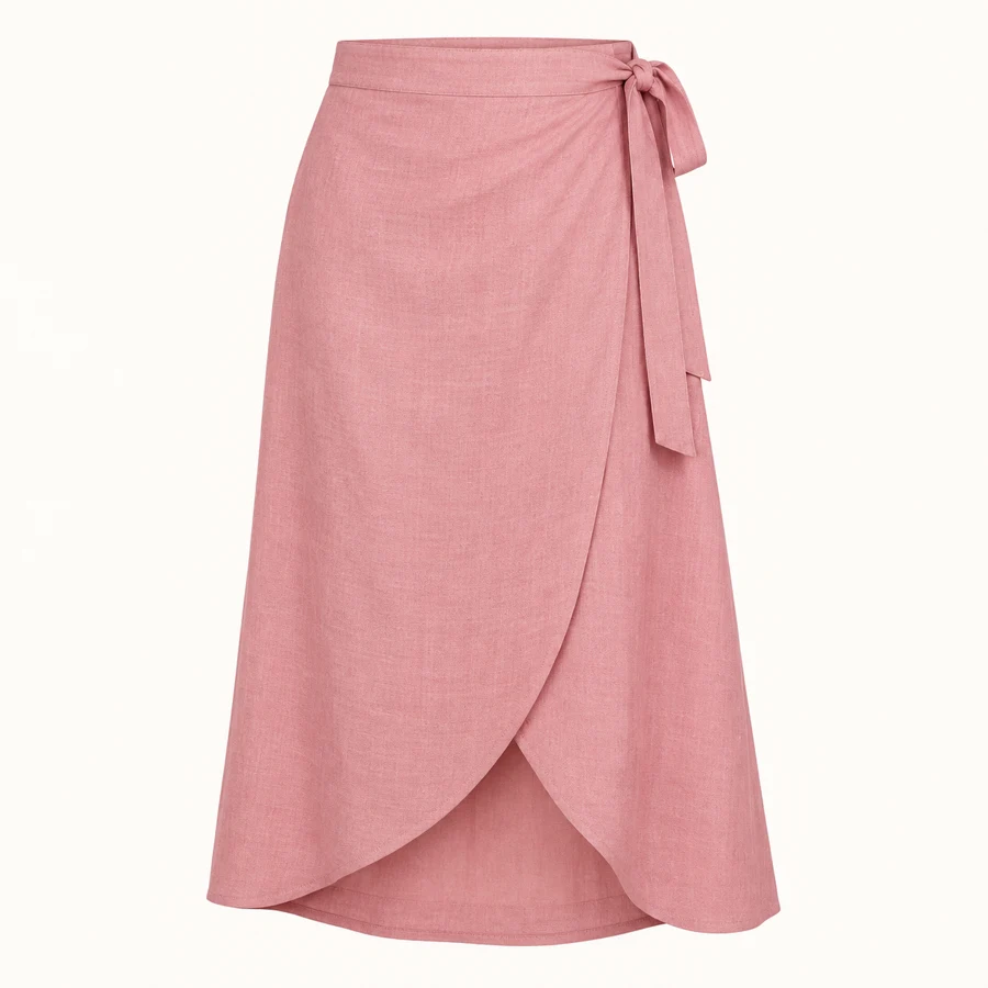 Petal Wrap Midi Skirt in Rose Pink